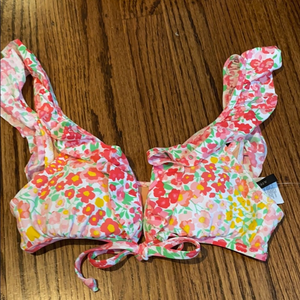 j crew ruffle swim top